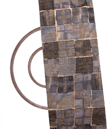 Grey Colour Checks Print Modal Chanderi Fabric